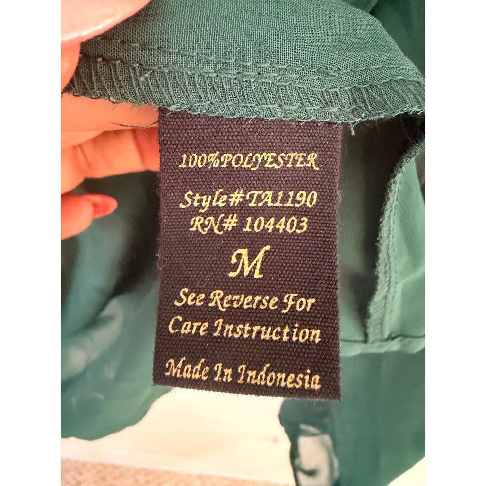 Mine Sheer Green & Black Contrast Button-Up Chiffon Blouse Medium - Picture 6 of 8